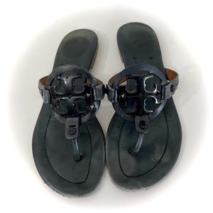 Tory Burch Black Miller Leather Sandals Size 7